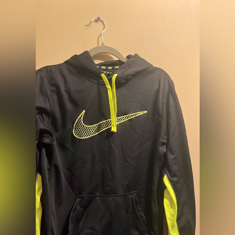 Nike Black Hoodie with Neon Yellow Accents